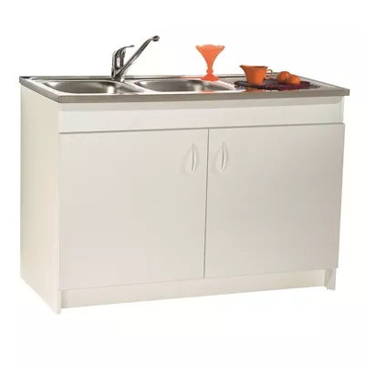 MEUBLE SOUS EVIER 90X60 CM SIM'NF BLANC 2 PORTES