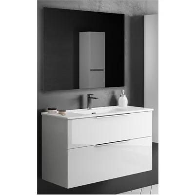 MEUBLE SUSPENDU GALSAKY 100CM FACADE 2T BLANC