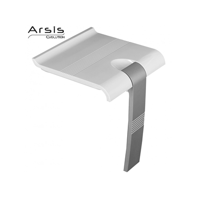 SIÈGE DE DOUCHE ESCAMOTABLE ASSISE BLANCHE ET PIED ÉPOXY