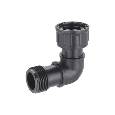 COUDE PLASTIQUE 90° MALE 1 / ECROU 1 POUR ELECTROVANNES