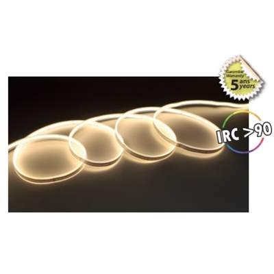 BANDEAU COB 3000K 320LED/M ET 9W/M IP65 24V 5ANS