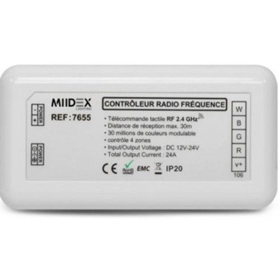 CONTROLEUR RADIO FREQUENCE 4 ZONES RGB + BLC 12-24V DC