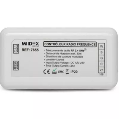 CONTROLEUR RADIO FREQUENCE 4 ZONES RGB + BLC 12-24V DC
