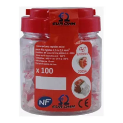 POT DE 100 CONNECTEURS ROUGE