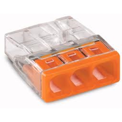 BORNE 3X0.5-2.5 TRANSPARENTE/ORANGE PAR 100P 2273-203