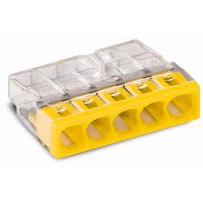 BORNE 5X0.5-2.5 TRANSPARENTE/JAUNE PAR 100P 2273-20