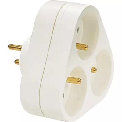 TRIPLITE FACADE 2P+T 16A BLANC BROCHES DIAM 4,8MM