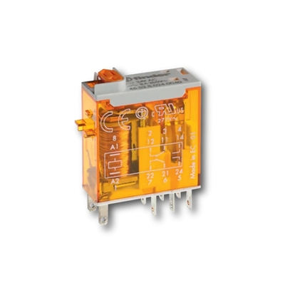 RELAIS MINIATURE 2RT 8A 12V AC, INDICATEUR MECANIQUE + BOUTON TEST